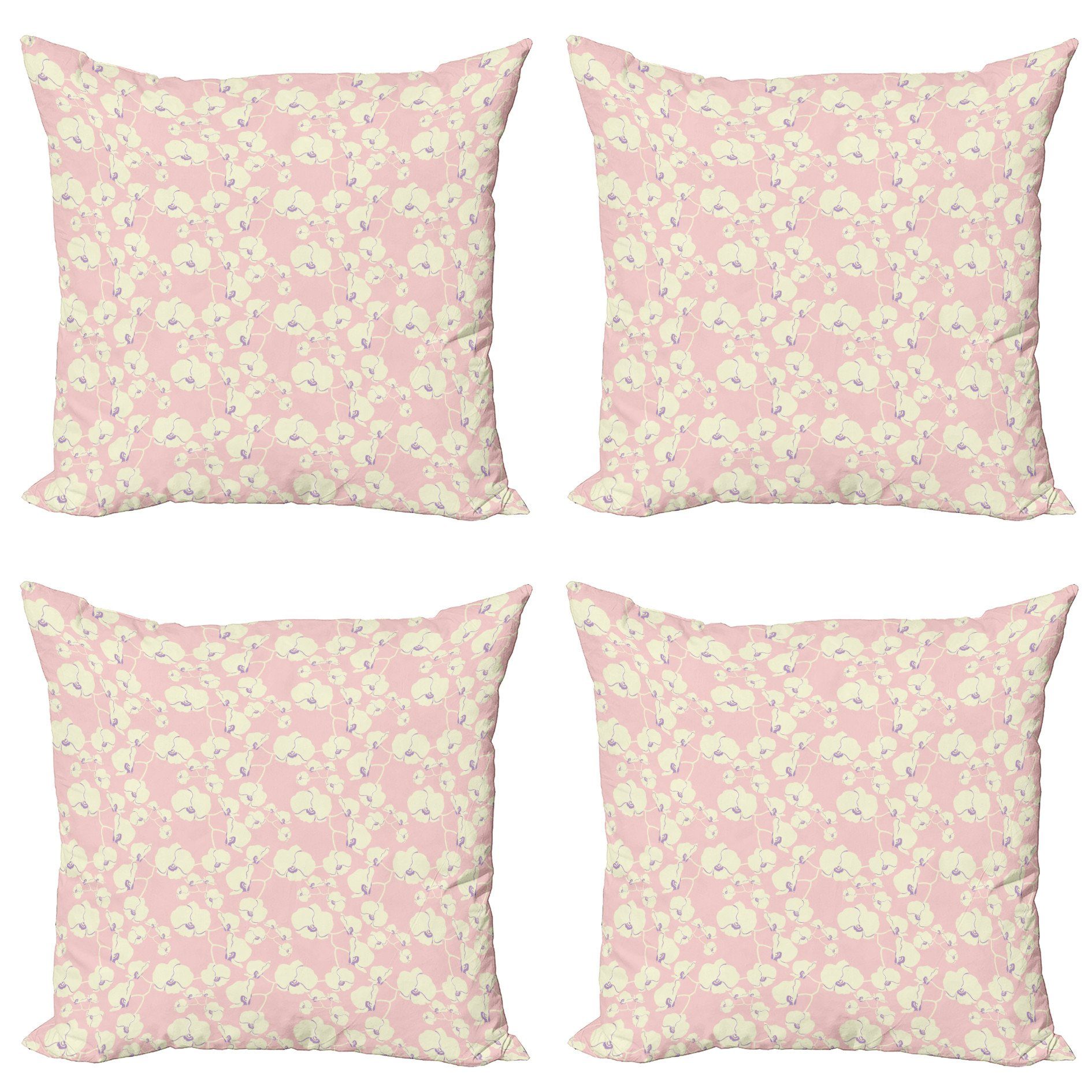 Kissenbezüge Modern Abakuhaus Pale Stück), Pink auf Doppelseitiger Blühende Digitaldruck, Natur (4 Blume Accent