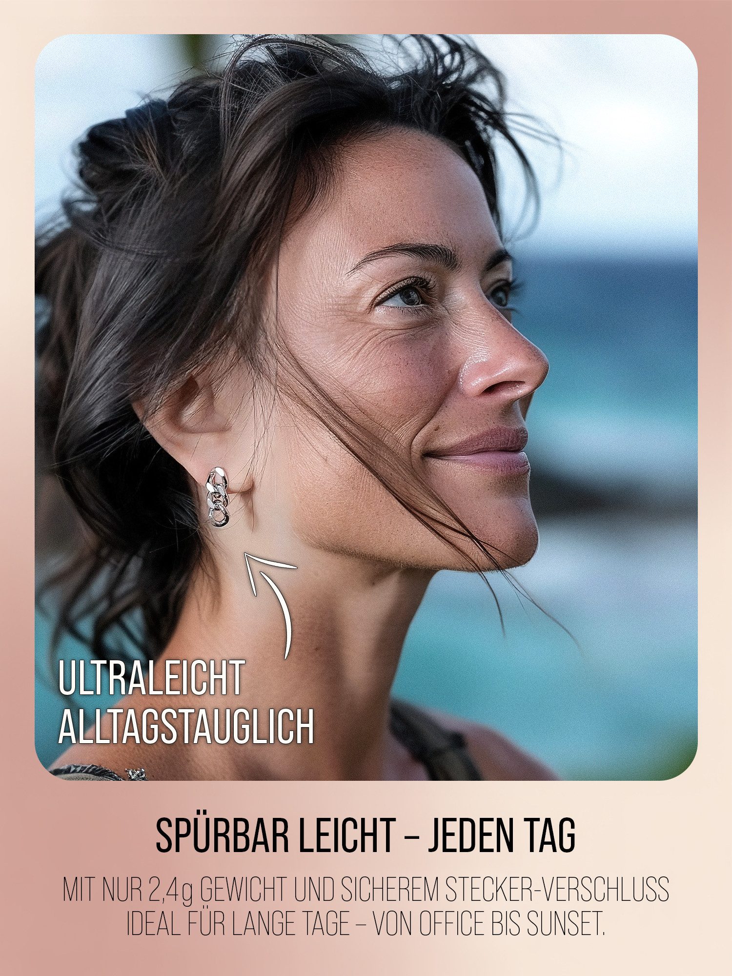 THIORA Paar Ohrhänger Gliederketten-Ohrringe Gold Damen – 18kt vergoldeter Edelstahl, 23mm (Ohrringe, Einzelpaar), Statement-Design, wasserfest, mit Geschenkbox, 18kt vergoldet