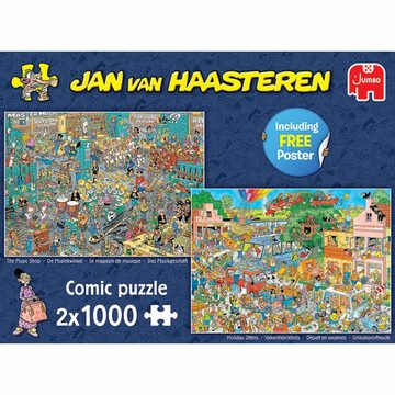Jumbo Spiele Puzzle Jan van Haasteren Musik-Shop & Urlaubsfieber, 1000 Puzzleteile