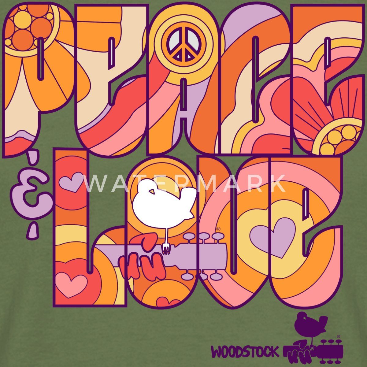 Spreadshirt T-Shirt Woodstock Peace Love Hippie günstig online kaufen