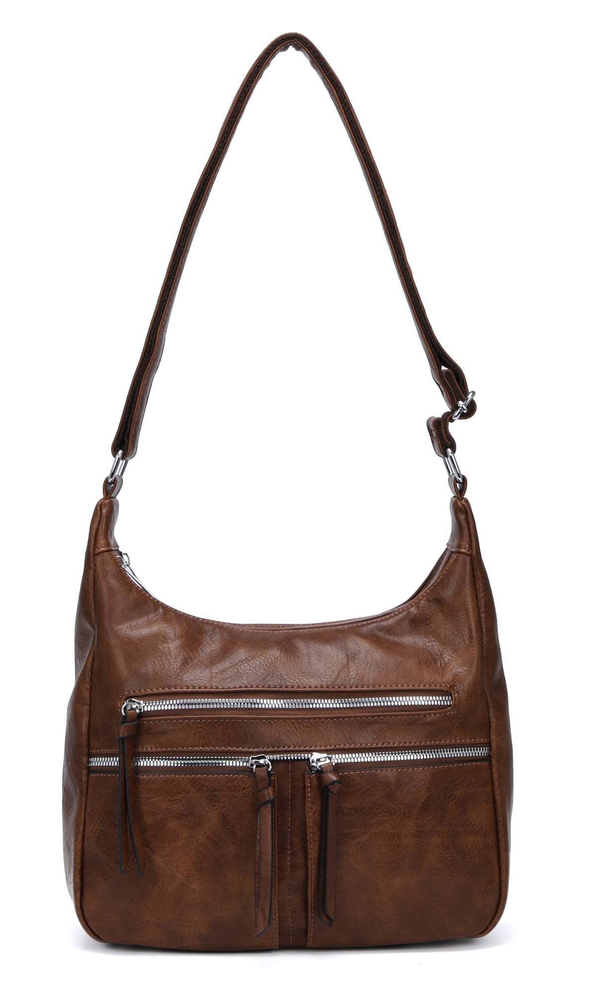 Schultertasche Damen Tasche Shopper Crossbody Umhängetasche Leder Optik City Bag