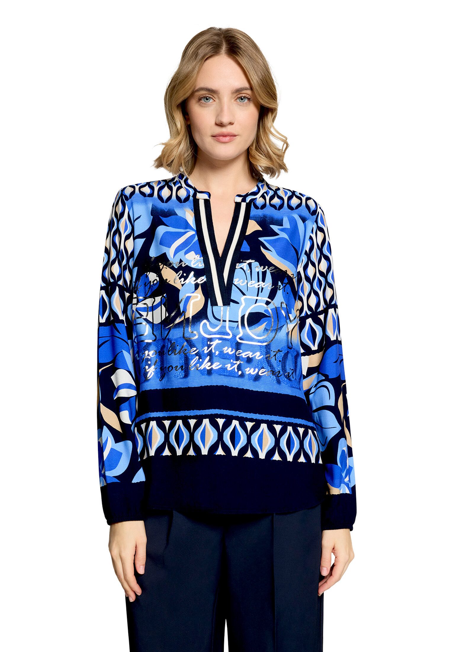 Longbluse Damen mit Stehkragen