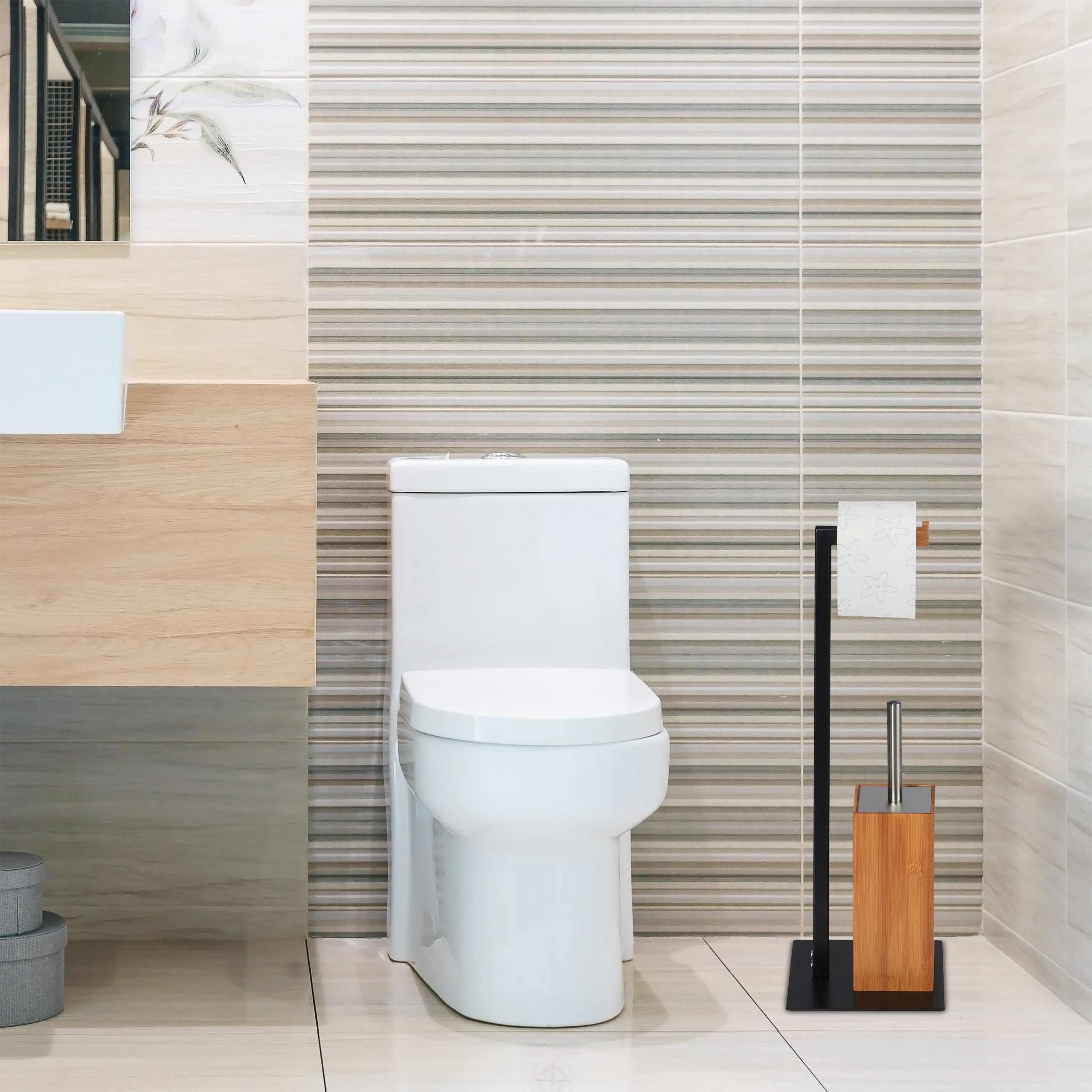 Metall & relaxdays Bambus Garnitur WC Badezimmer-Set