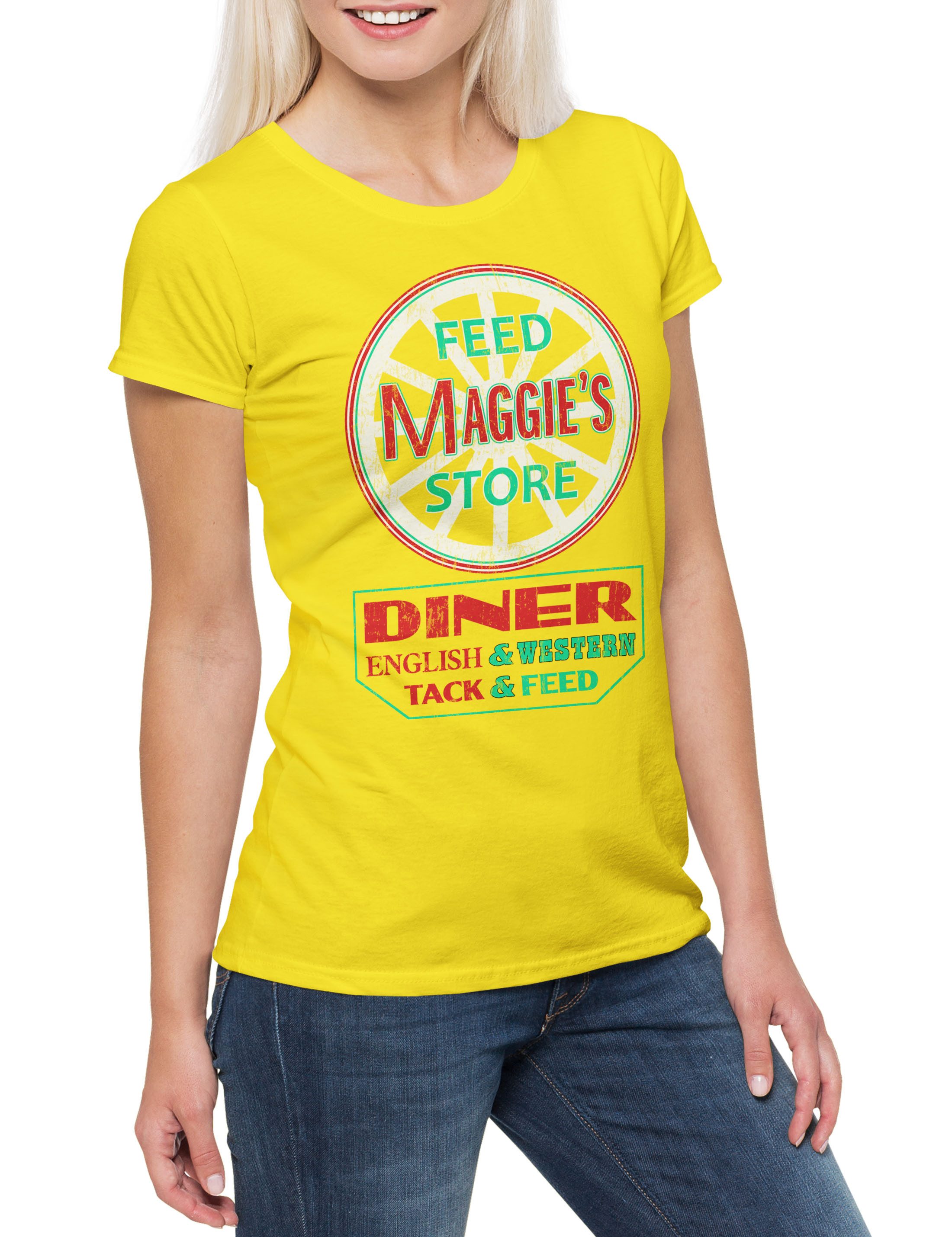 Print-Shirt Maggie's Diner Damen T-Shirt Logo Symbol Heartland Sign Movie Bar