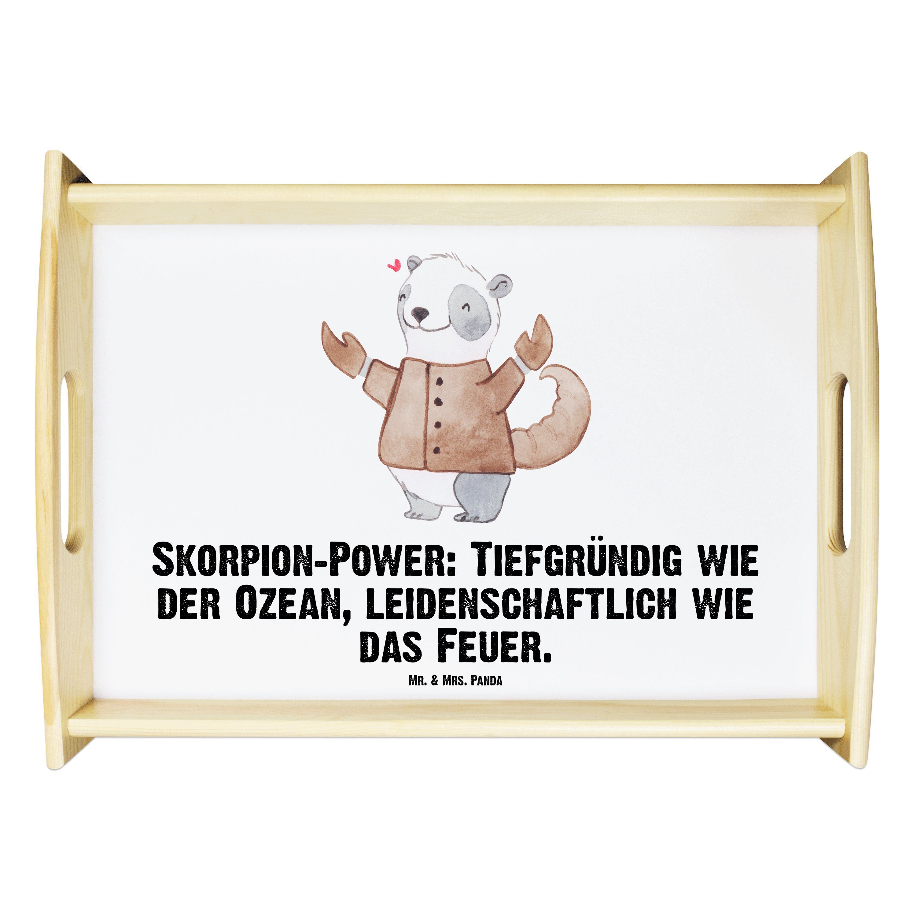 Mr. & Mrs. Panda Tablett Skorpion Astrologie - Weiß - Geschenk, Holztablett, Horoskop, Frühstü, Echtholz lasiert, (1-tlg)