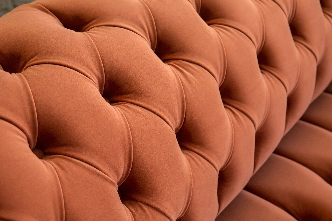 Knöpfen. Rückenlehne Die Sitzer 3 Dreisitzer, Sitz JVmoebel Couchen Moderne mit Sofa Design Textil Polster Chesterfield-Sofa