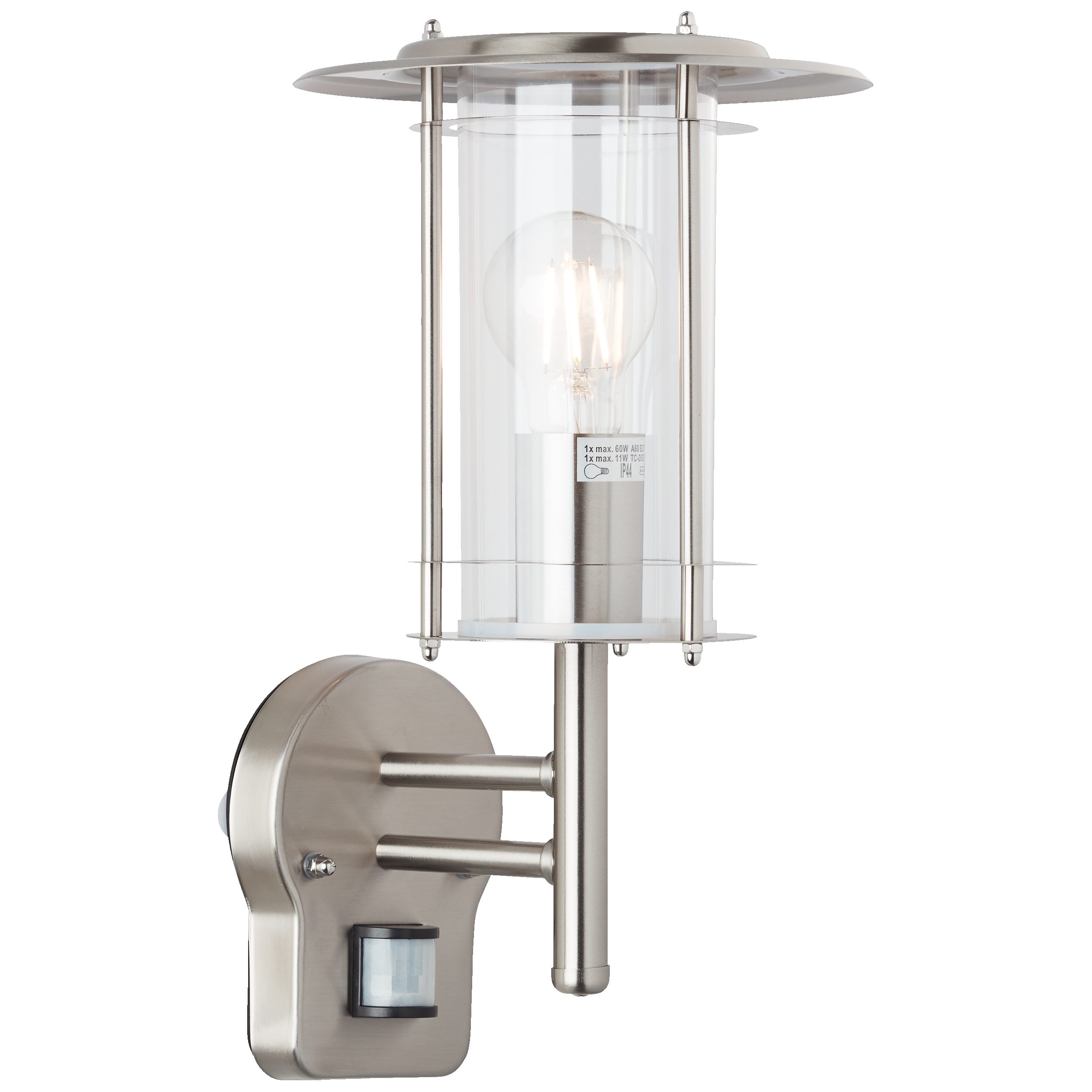 Lightbox Wandleuchte, Bewegungsmelder, ohne Leuchtmittel, Außen Wandlampe, Bewegungsmelder, 36 cm Höhe, Ø 20 cm, E27, max. 40 W