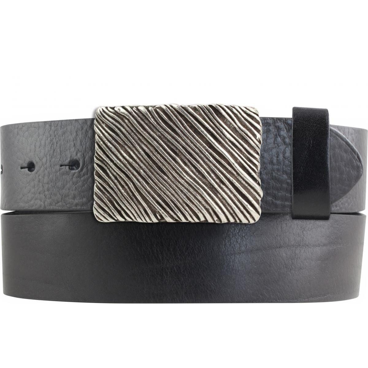 Ledergürtel Gürtel aus Vollrindleder mit Superficial Stripes-Schließe 4,0 cm - Led