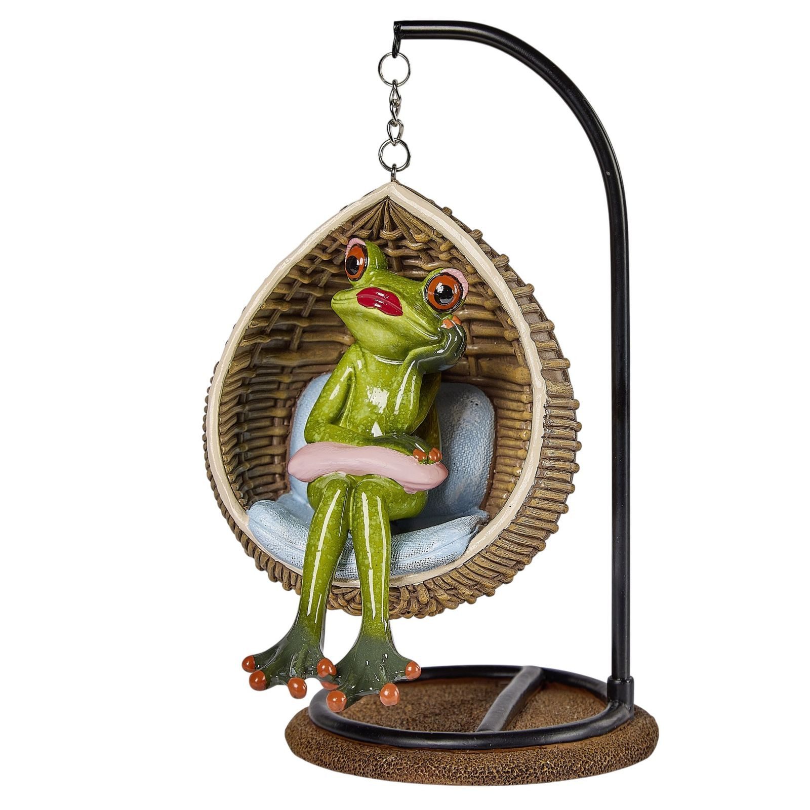 formano Sammelfigur Frosch-Lady im Hänge-Korbsessel 18 cm handbemalte Dekofigur