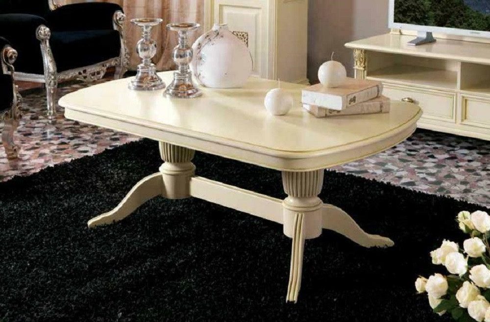 Xlmoebel Couchtisch Luxuriöser Cremefarbener Couchtisch im Barockstil mit edlen Details, Cremefarben