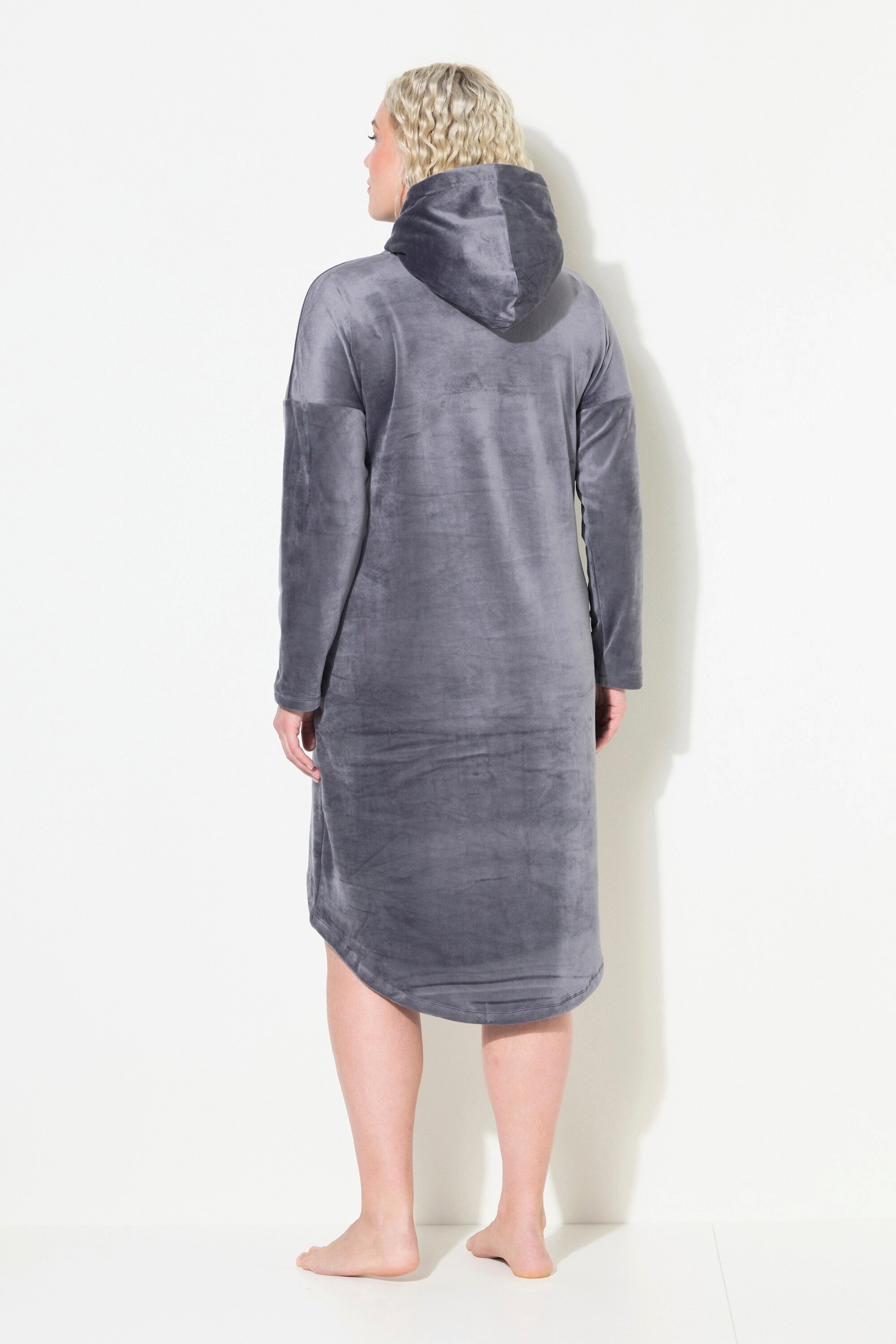Ulla Popken Jerseykleid Loungewear-Nickikleid Kapuze Langarm recycelt