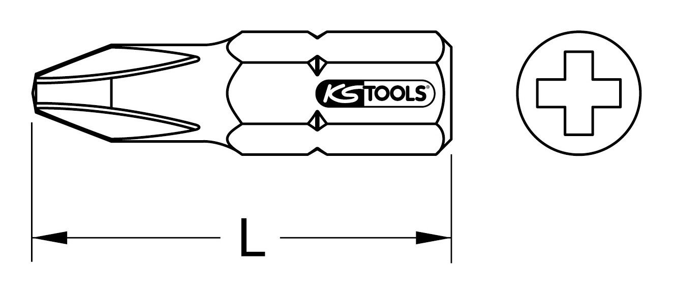 Thumbnail - KS Tools Kreuzschlitz-Bit, 1/4" Edelstahl, 25 mm, PH3