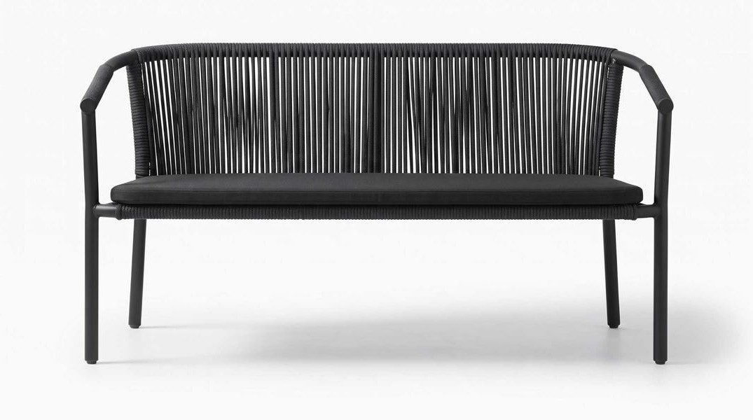 Xlmoebel 3-Sitzer Modernes 3-Sitzer Gartensofa Schwarz Geflecht Polstersofa Terrasse, 1 Teile