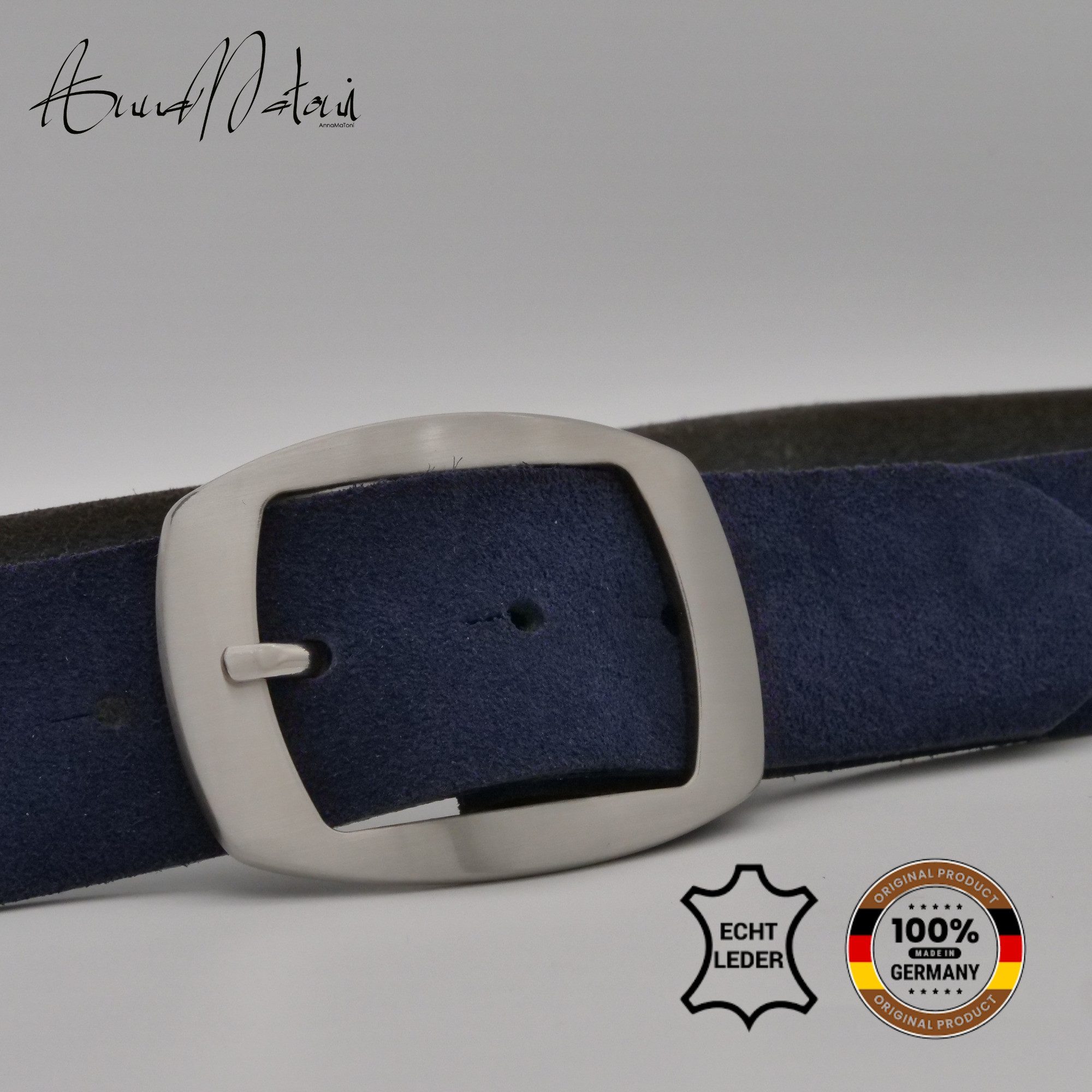 AnnaMatoni Ledergürtel AnnaMatoni Damen Ledergürtel in hochwertigem Velour Leder 4cm