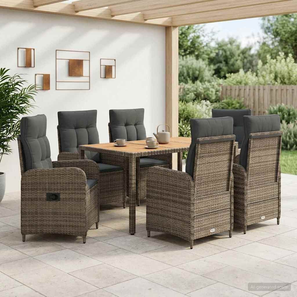 vidaXL Gartenlounge-Set Outdoortisch-Set 7 stk. Hellgrau und Dunkelgrau, (7-tlg)