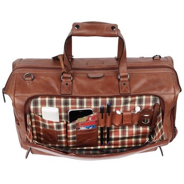 TUSC Reisetasche Tarvos, Premium Reisetasche aus Leder mit Laptopfach
