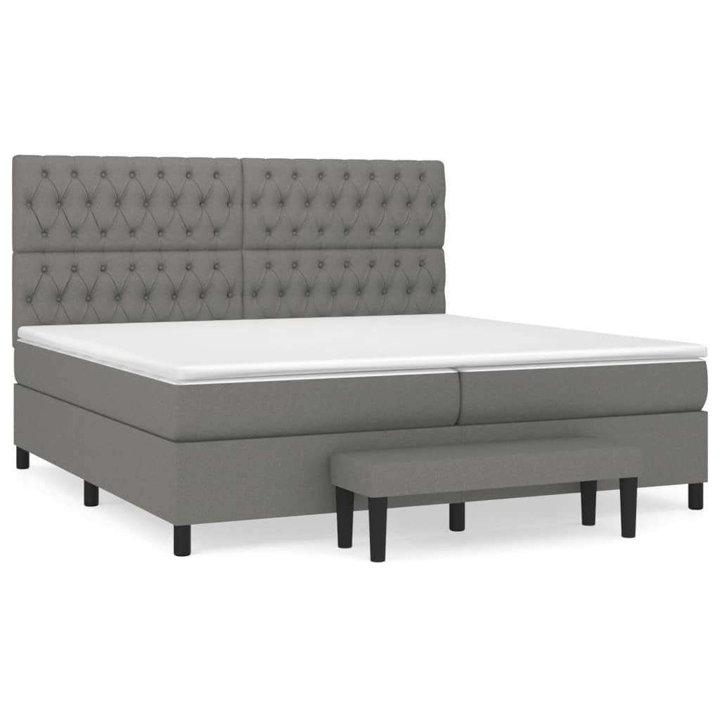 Boxspringbett 200 x 200 cm Boxspringbett mit Matratze Dunkelgrau 200x200 cm Stoff Be