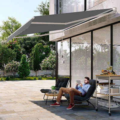 KOMFOTTEU Schutzdach Gelenkarmmarkise für Sonnenschutz & Regenschutz, aus Aluminium, 295x250 cm