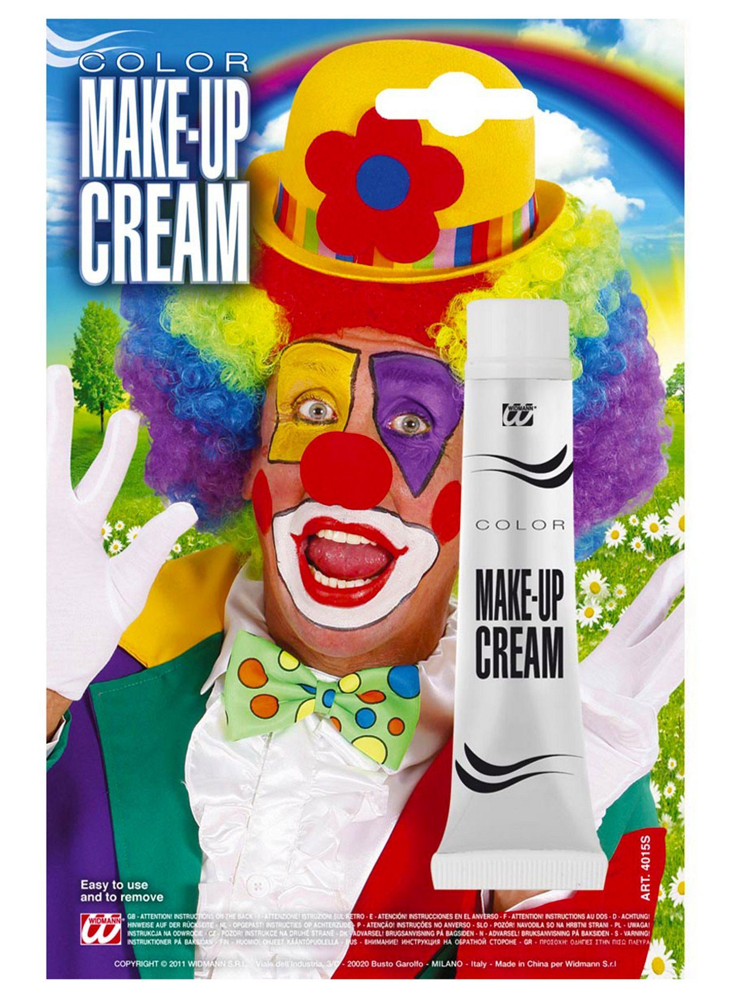 Widdmann Theaterschminke Make-up Tube weiß, 28 ml Schminkcreme für Fasching und Halloween