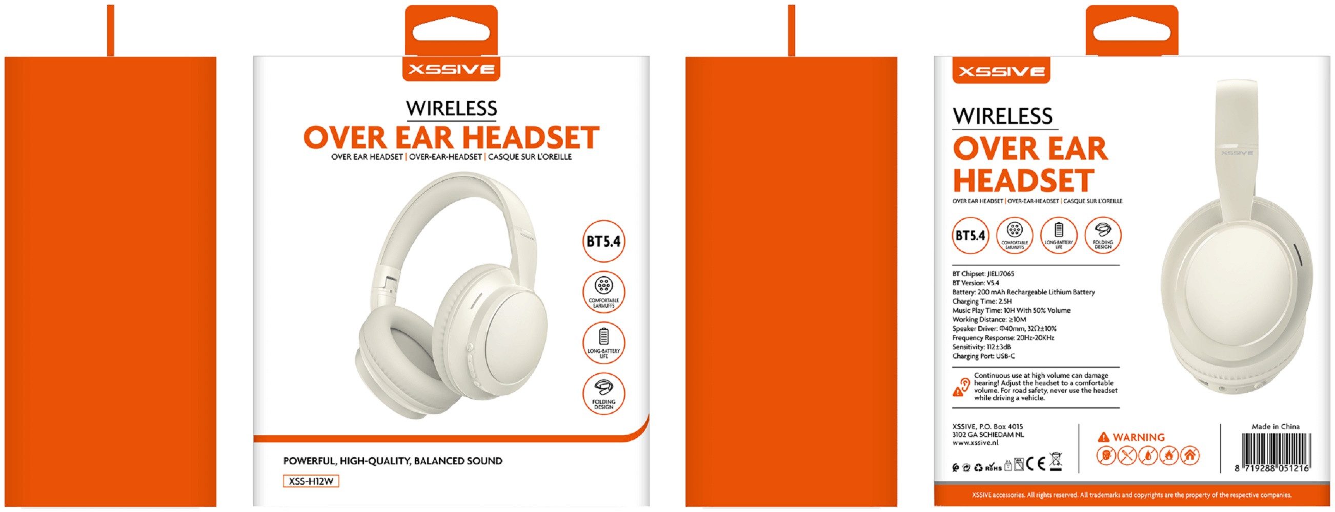 Xssive Xssive Wireless Over-Ear Headset XSS-H12W - Beige Over-Ear-Kopfhörer