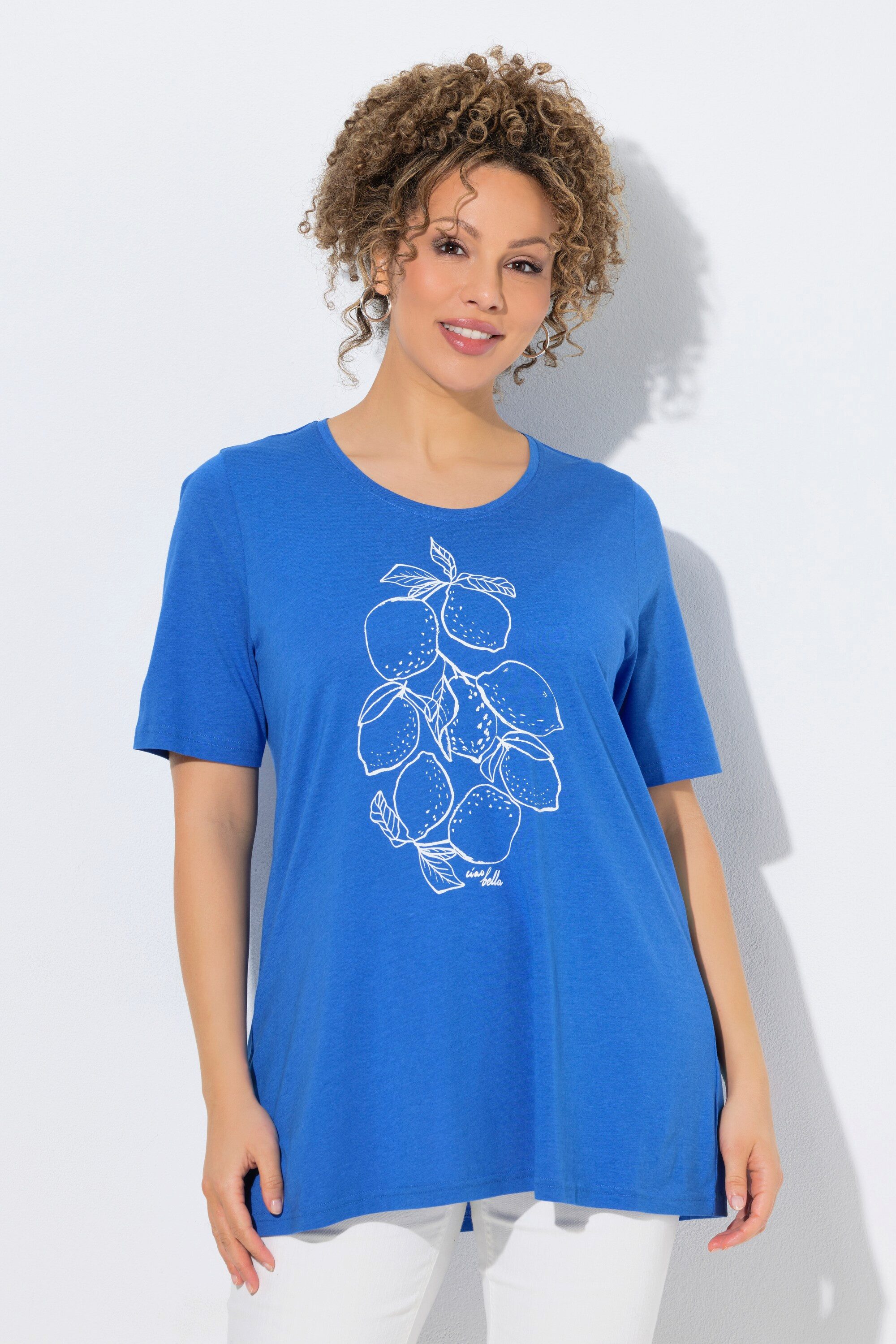 T-Shirt T-Shirt Zitrone A-Linie Rundhals Halbarm Modalmix
