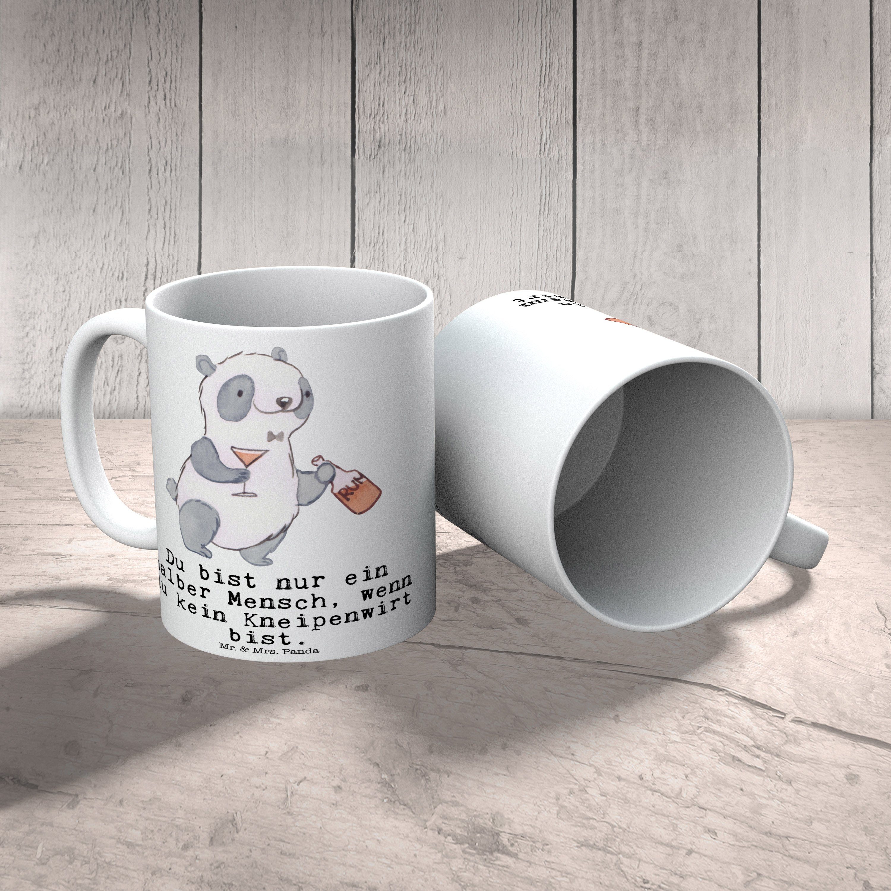 Mrs. Panda Tasse Weiß - - Geschenk, Mr. Tasse, Geschenk Beruf, Firma, Herz mit & Keramik Kneipenwirt