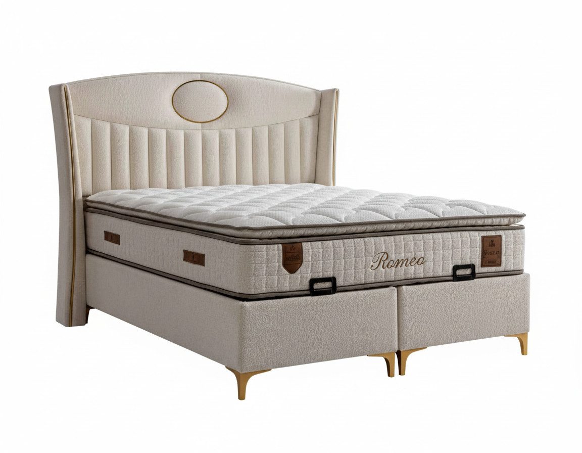 JVmoebel Boxspringbett Bett mit Matratze Moderner Stil Bett mit Stauraum Weiche Matratze