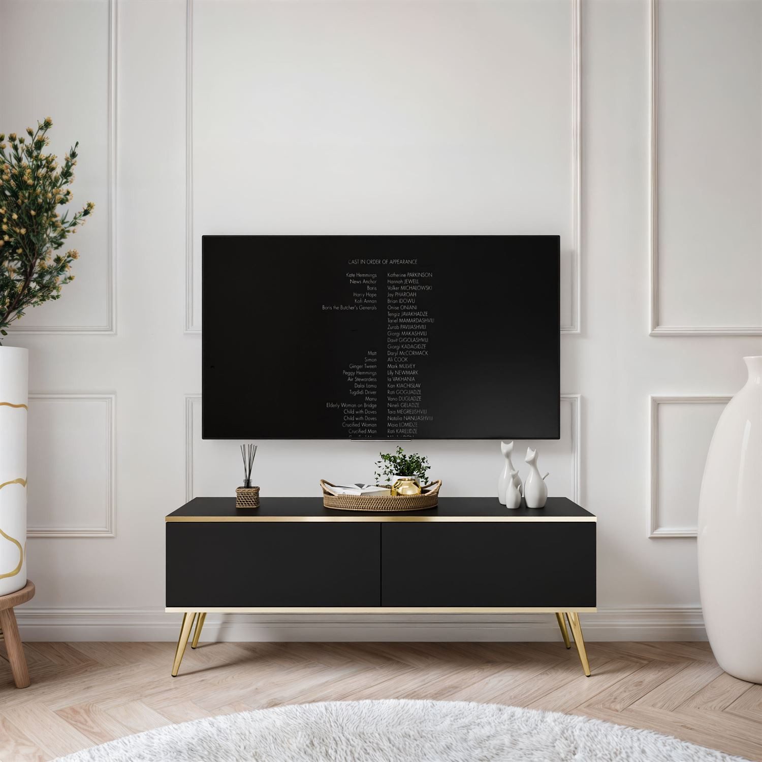 Lookway TV-Schrank OXFORD III 135 cm TV-Sideboard auf goldenen Füßen Breite: 175 cm