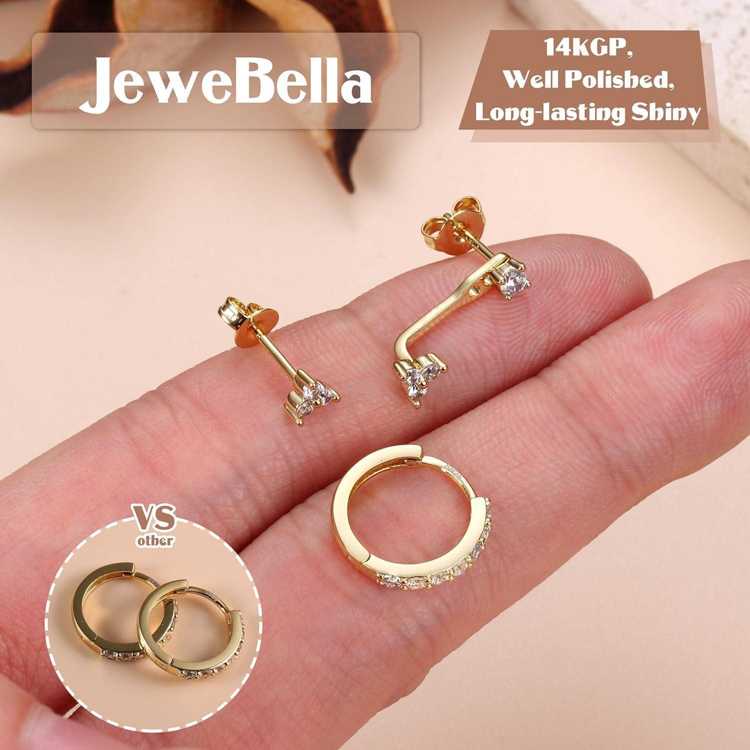 LuxusKollektion Schmuckset Ohrringe Set Silber 925 Zirkonia Creolen Piercings 14K Gold Elegantes – Bild 4 von 5