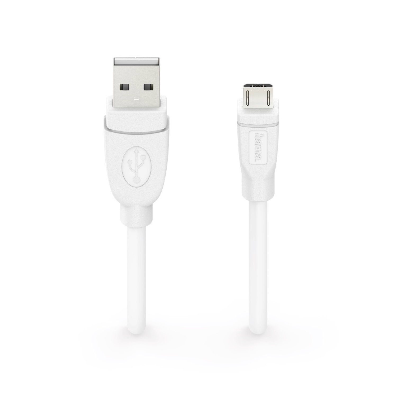 Hama 3m USB-Kabel Micro-B-Stecker Typ Micro-USB Weiß USB-Kabel, USB Typ A,USB Typ Micro-B, (300 cm), USB 2.0 Ladekabel und Datenkabel