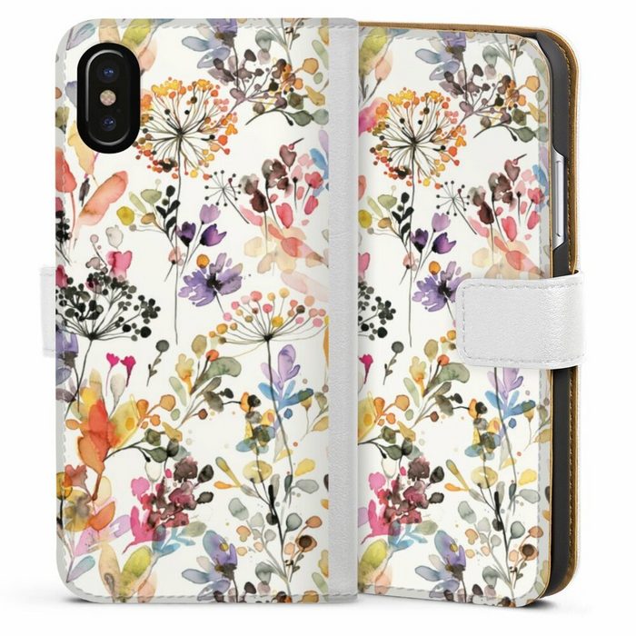 DeinDesign Handyhülle Blume Muster Pastell Wild Grasses Apple iPhone Xs Hülle Handy Flip Case Wallet Cover Handytasche Leder
