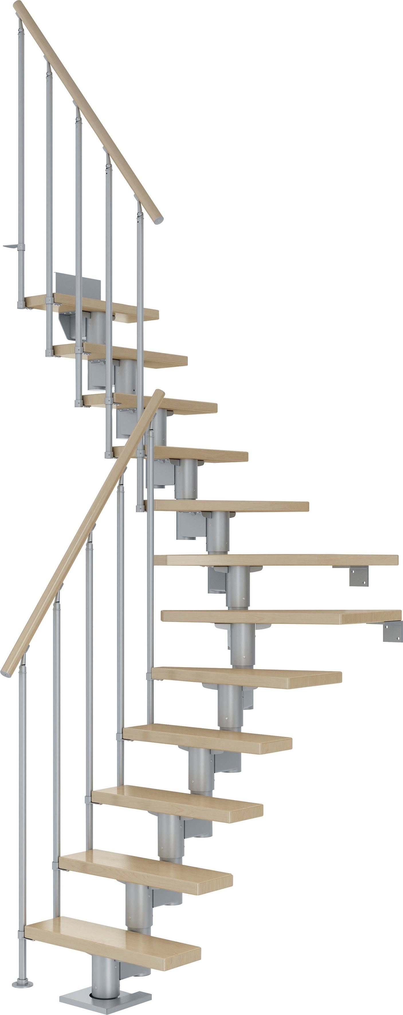 Stufen Ahorn/Metall Mittelholmtreppe für Geschosshöhen Dublin, bis cm, Dolle offen, 315