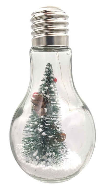 BURI LED-Leuchtmittel Deko-Glühbirne Glühlampe mit LED und Deko Tannenbaum Schnee Weihnacht