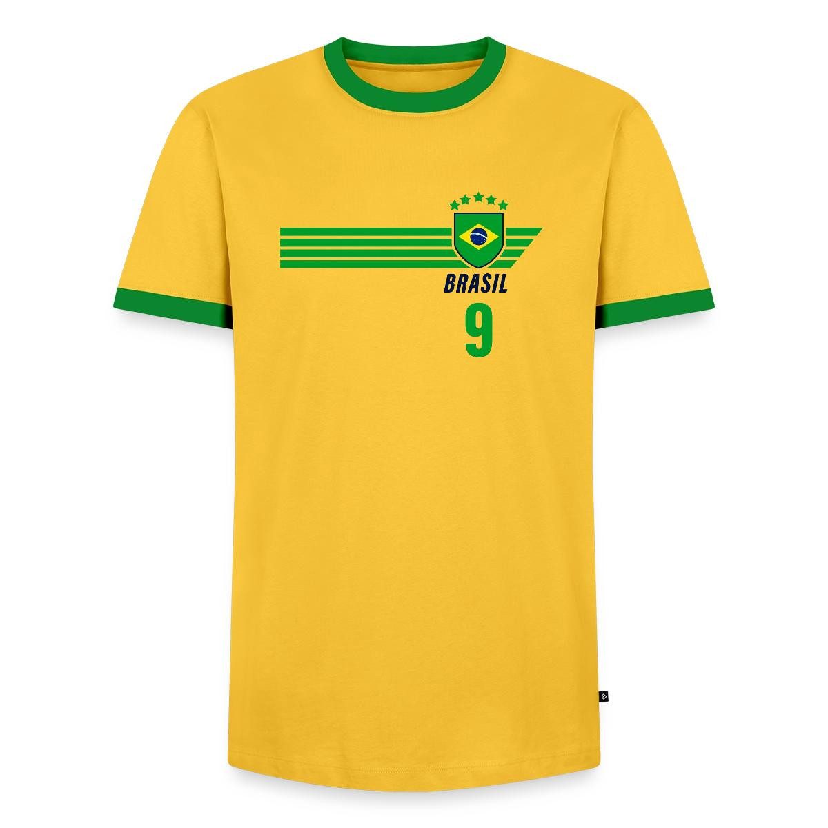 Spreadshirt T-Shirt Brasilien Fußball Fanlook Nummer 9 Männer Kontrast T-Shirt (1-tlg)