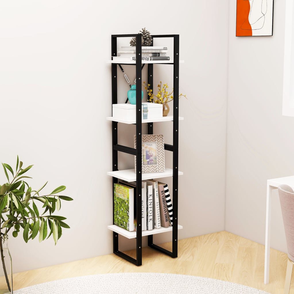 vidaXL Bücherregal NA Bücherregal 4 Fächer Weiß 40x30x140 cm Kiefer Massivholz
