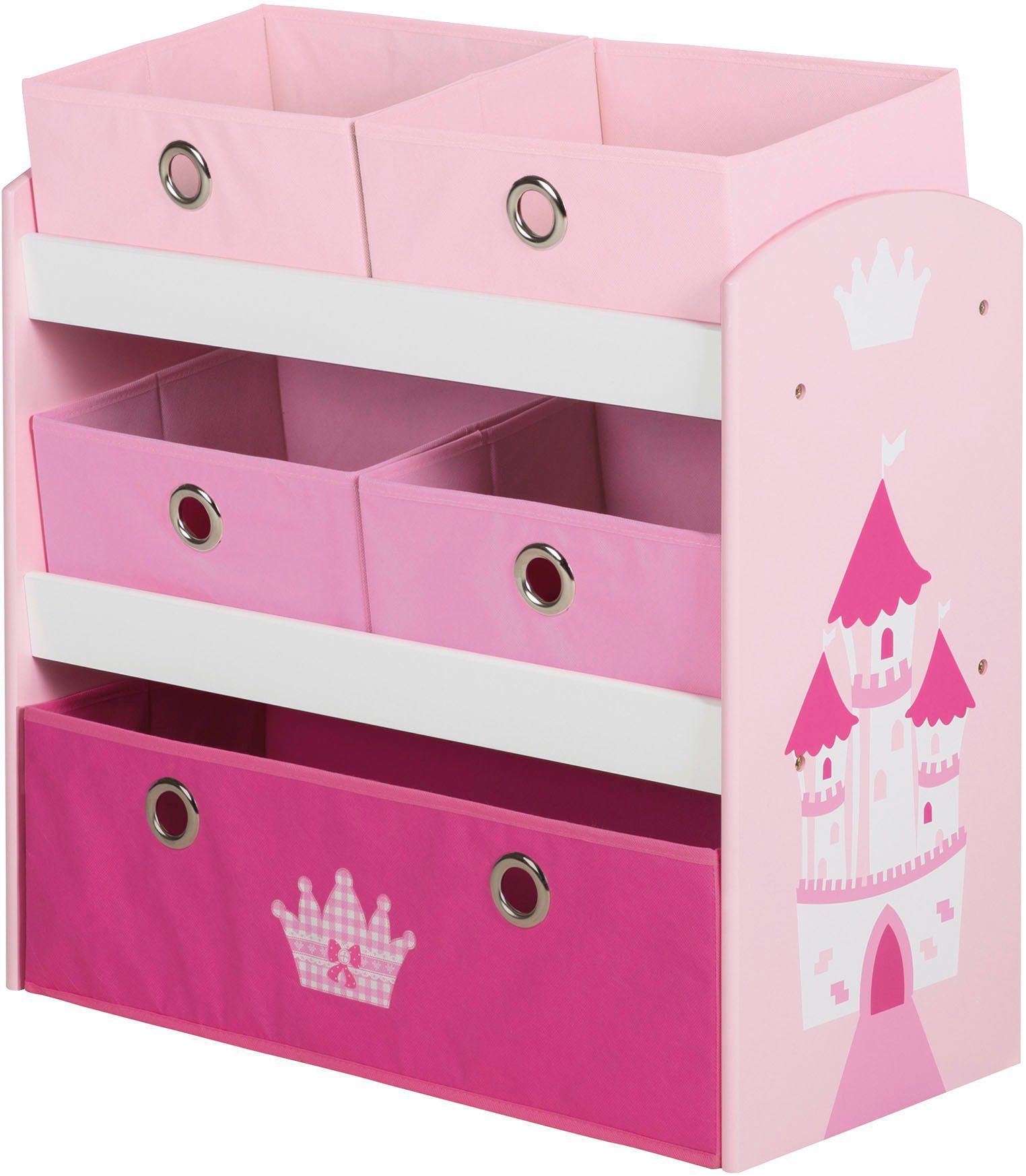 roba® Kinderregal Krone, rosa/pink, in Größen inklusive 2 5 Stoffboxen
