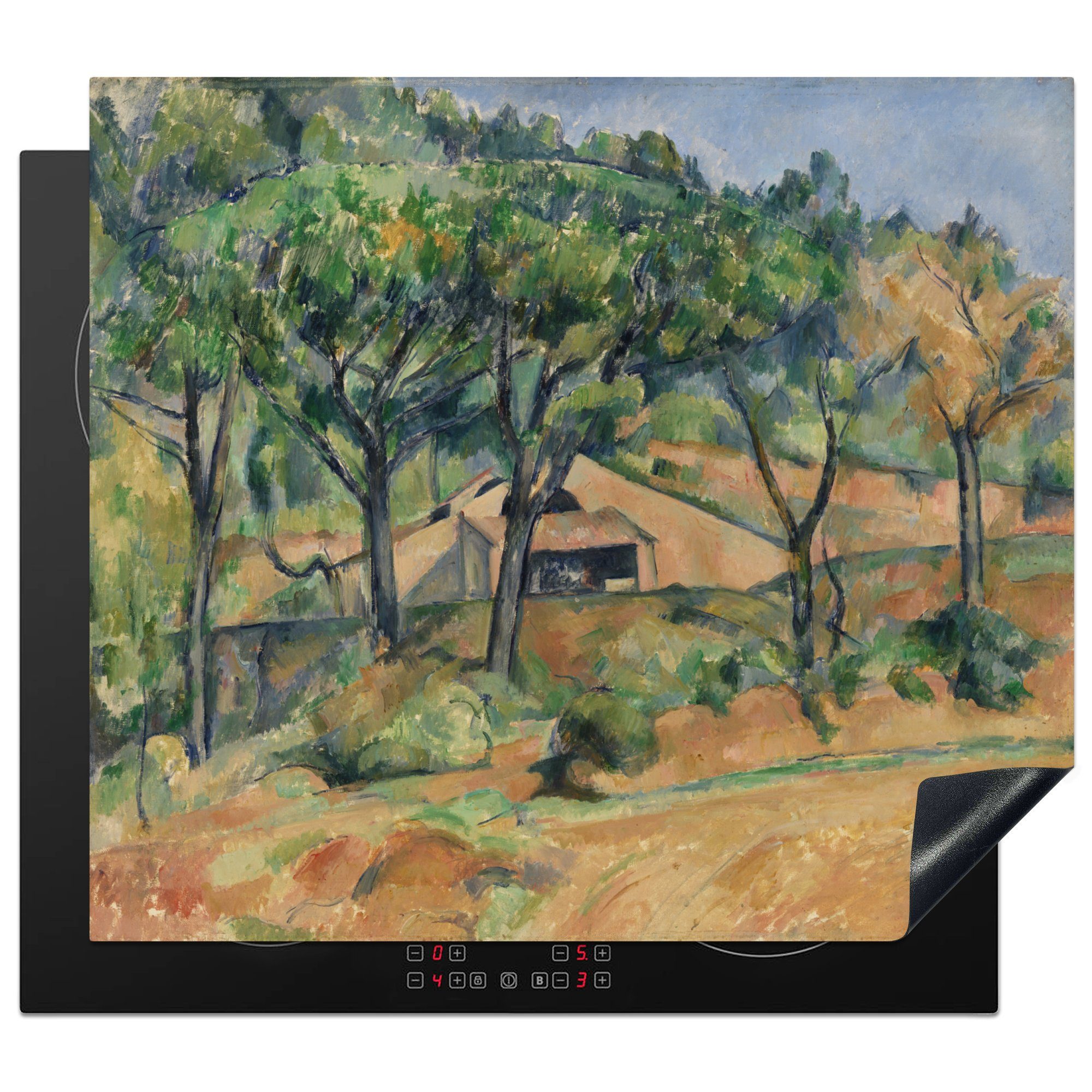 von (1 Paul - Arbeitsfläche Ceranfeldabdeckung Herdblende-/Abdeckplatte der nutzbar, in Mobile tlg), Cézanne, cm, MuchoWow Provence Gemälde Vinyl, 60x52 Haus