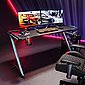 SONNI Gamingtisch »Groß, Gaming Schreibtisch mit LED, Gaming Desk mit Mauspad, Getränkehalter und Kopfhörerhalter, 140x60x75cm Schwarz«, Bild 2