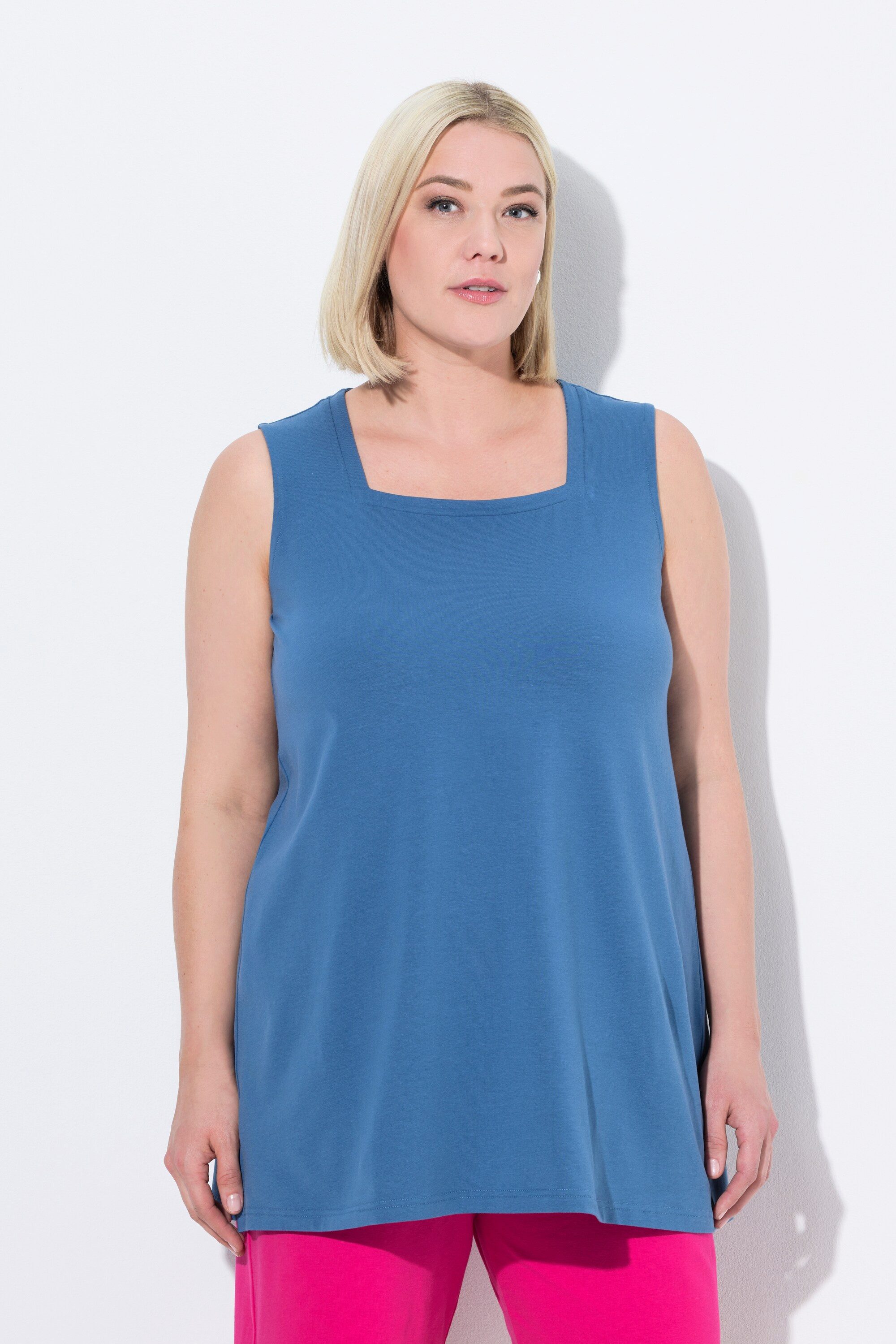 Ulla Popken Longshirt Longtop Classic Fit Carré-Ausschnitt ärmellos günstig online kaufen