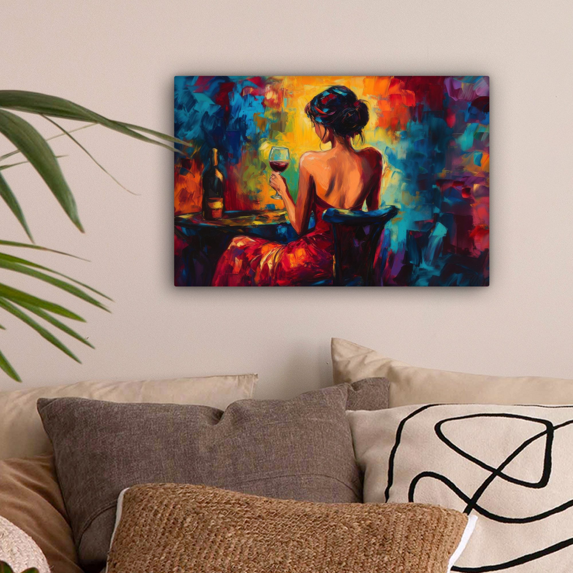 OneMillionCanvasses® Leinwandbild Wein - Frau - Stimmungsvoll - Farbenfroh, günstig online kaufen