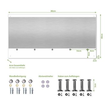 banjado Garderobenleiste Glas Fensterpanorama (Wandgarderobe, mit verchromten Haken), inkl. Montagematerial