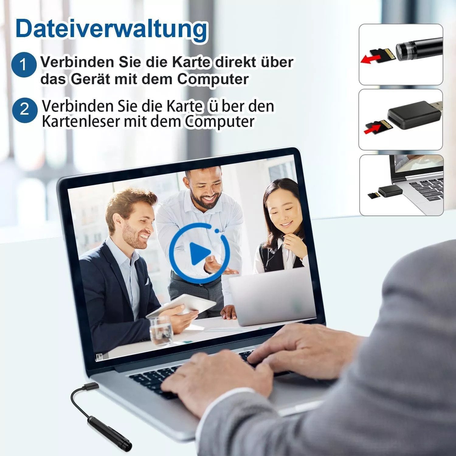 SpionProfi Überwachungskamera Kugelschreiber Kamera Stift Video Ton Bild Aufnahme Full HD 1080p (Innenbereich, Außenbereich, 1-tlg., Versteckte Spycam Mini Kame – Bild 5 von 5