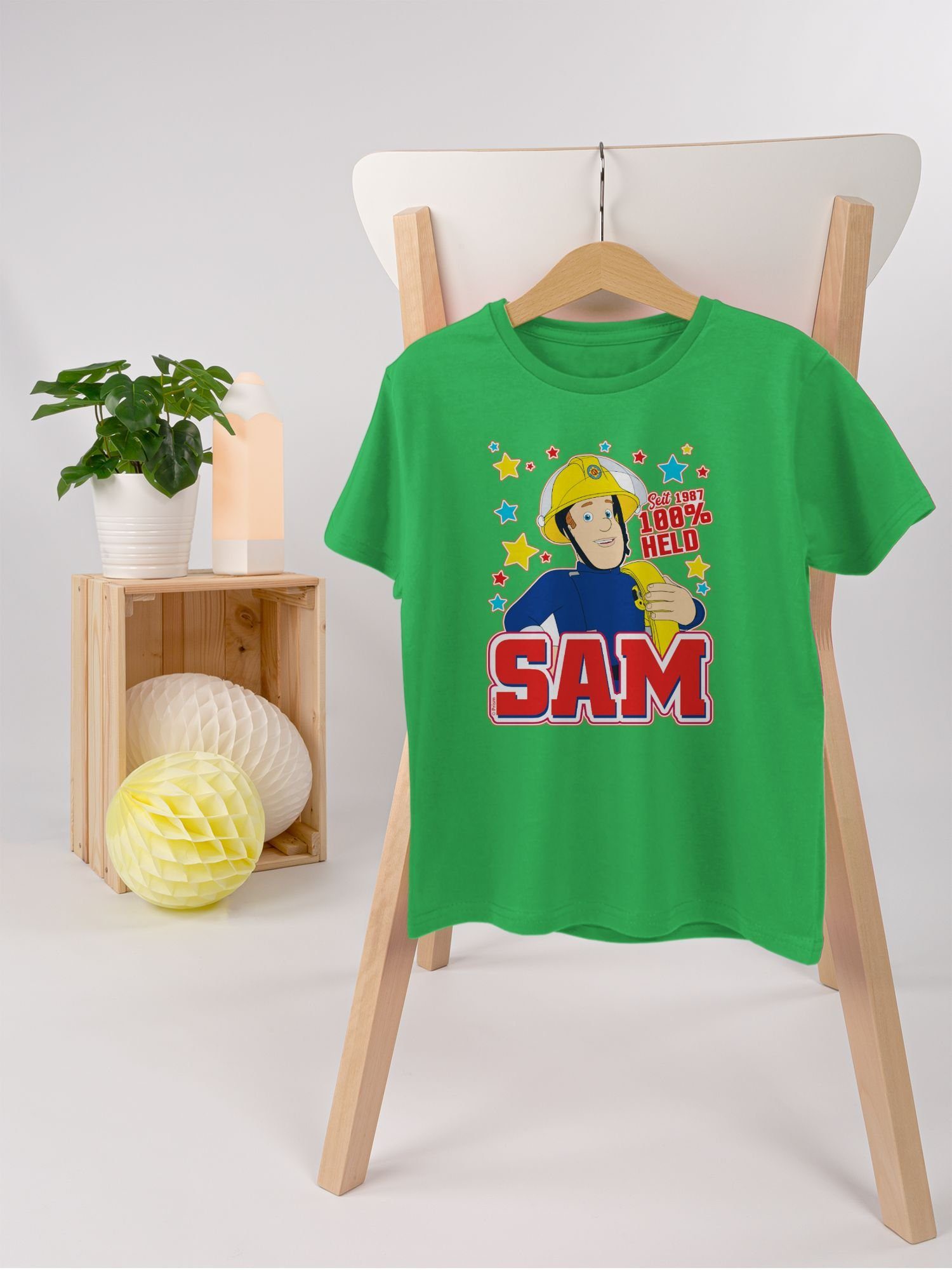Held Sam - Seit 03 Sam T-Shirt Feuerwehrmann 1987 - 100% Jungen Grün Shirtracer