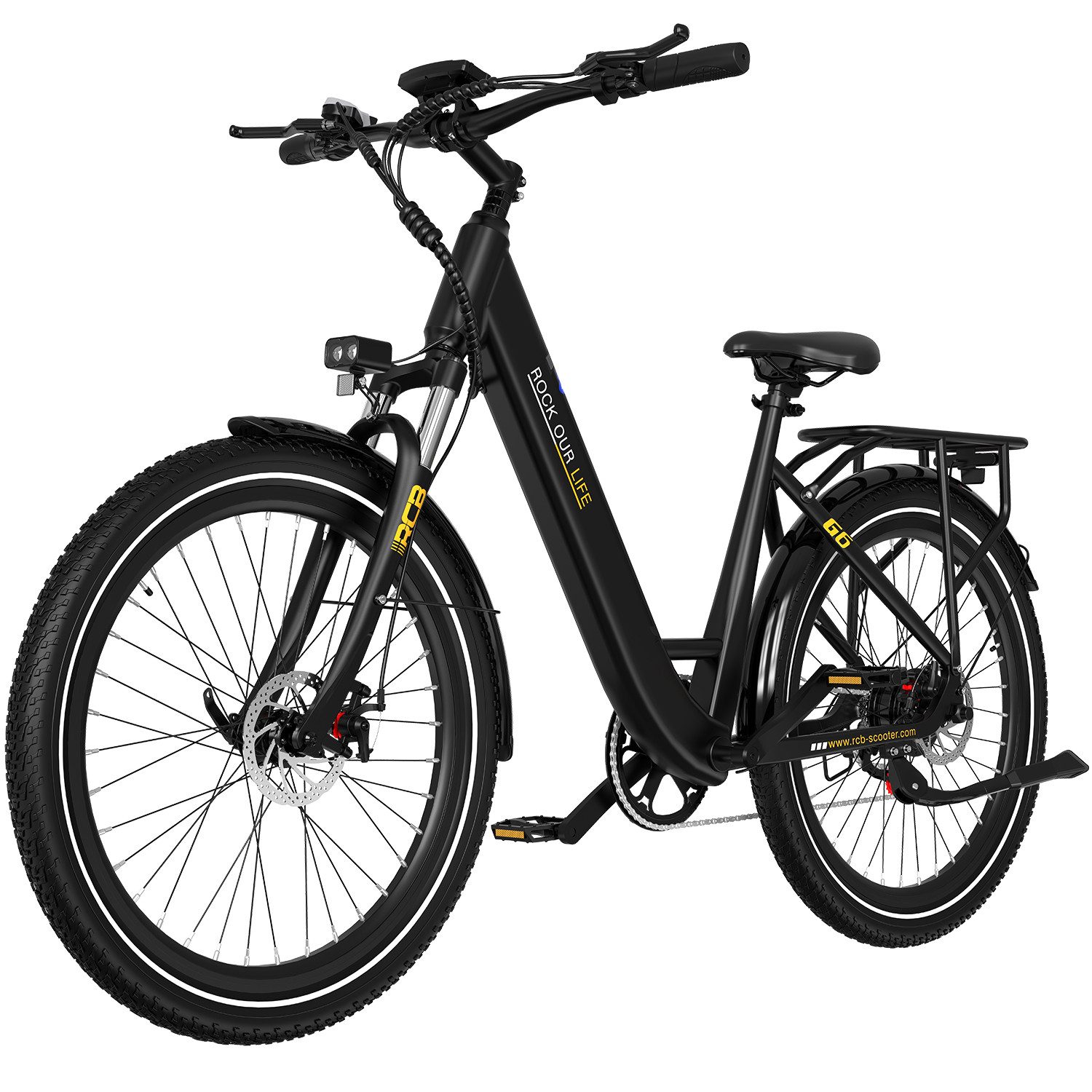 RCB E-Bike Pedelec G6 für Stadt und Gelände, 27,5 Zoll Damen Elektrofahrrad,13Ah,40-70 km, 7 Gang, Heckmotor, 468 Wh, APP, ebike Herren, Gepäckträger hinten