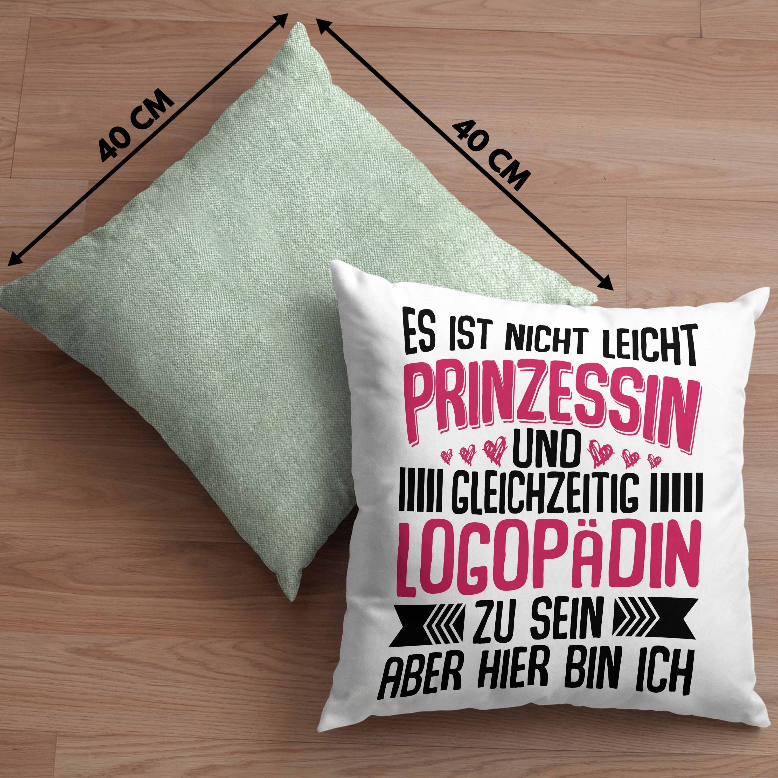 40x40 Trendation Logopädie Kissen mit - Geschenk Trendation Dekokissen Logopädin Spruch Grün Dekokissen Füllung