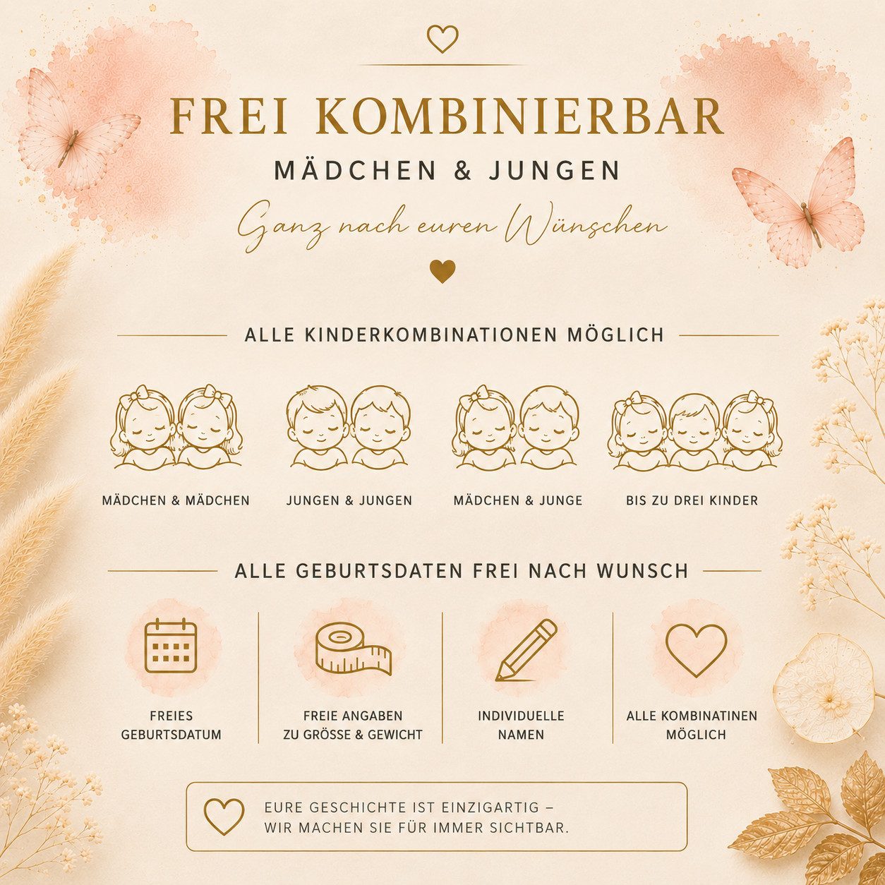 BS Schmuckdesign Kette mit Anhänger mit Gravur Personalisierte Halskette Geburtskette Herzkette Mutter-Kind (inkl. Gravur), personalisierbar inkl. Geschenkbox – Bild 3 von 5