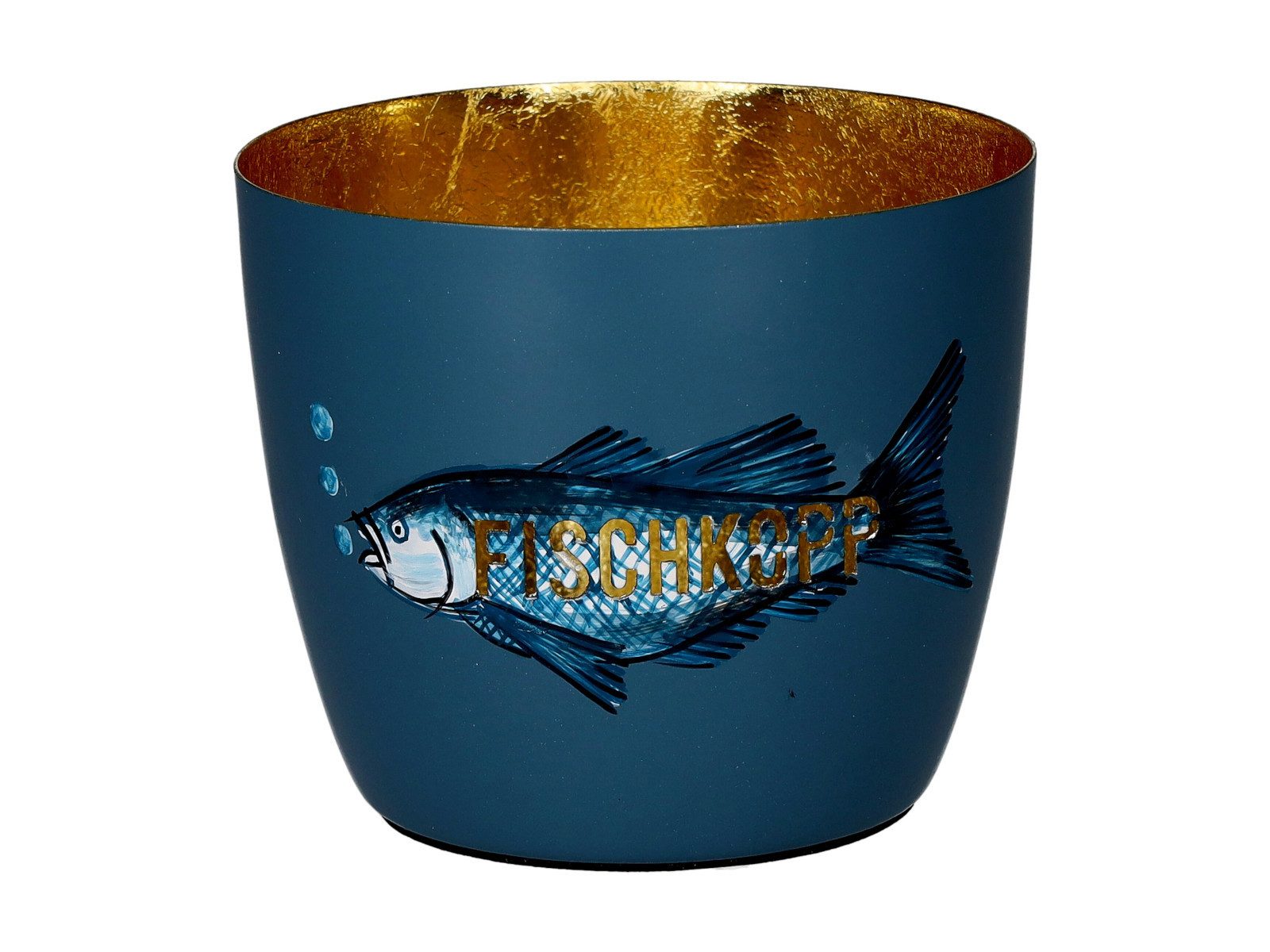 Giftcompany Windlicht Madras Windlicht M Fischkopp blau/gold 8,5cm