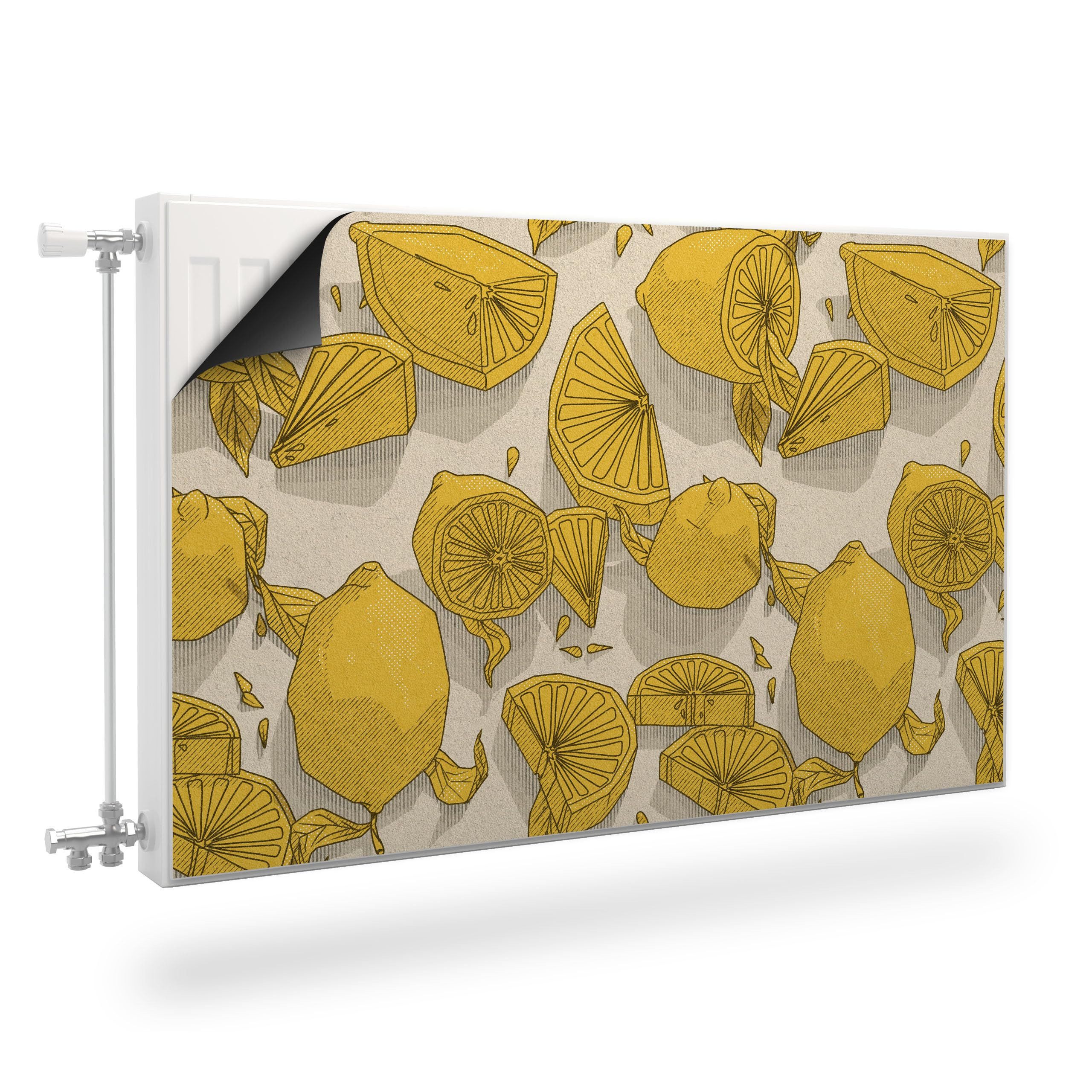 Muralo Magnetfolie Heizkörperverkleidung – Heizkörperabdeckung magnetisch Magnetmatte, Zitronen – 80x60 cm, abriebfest, abwischbar