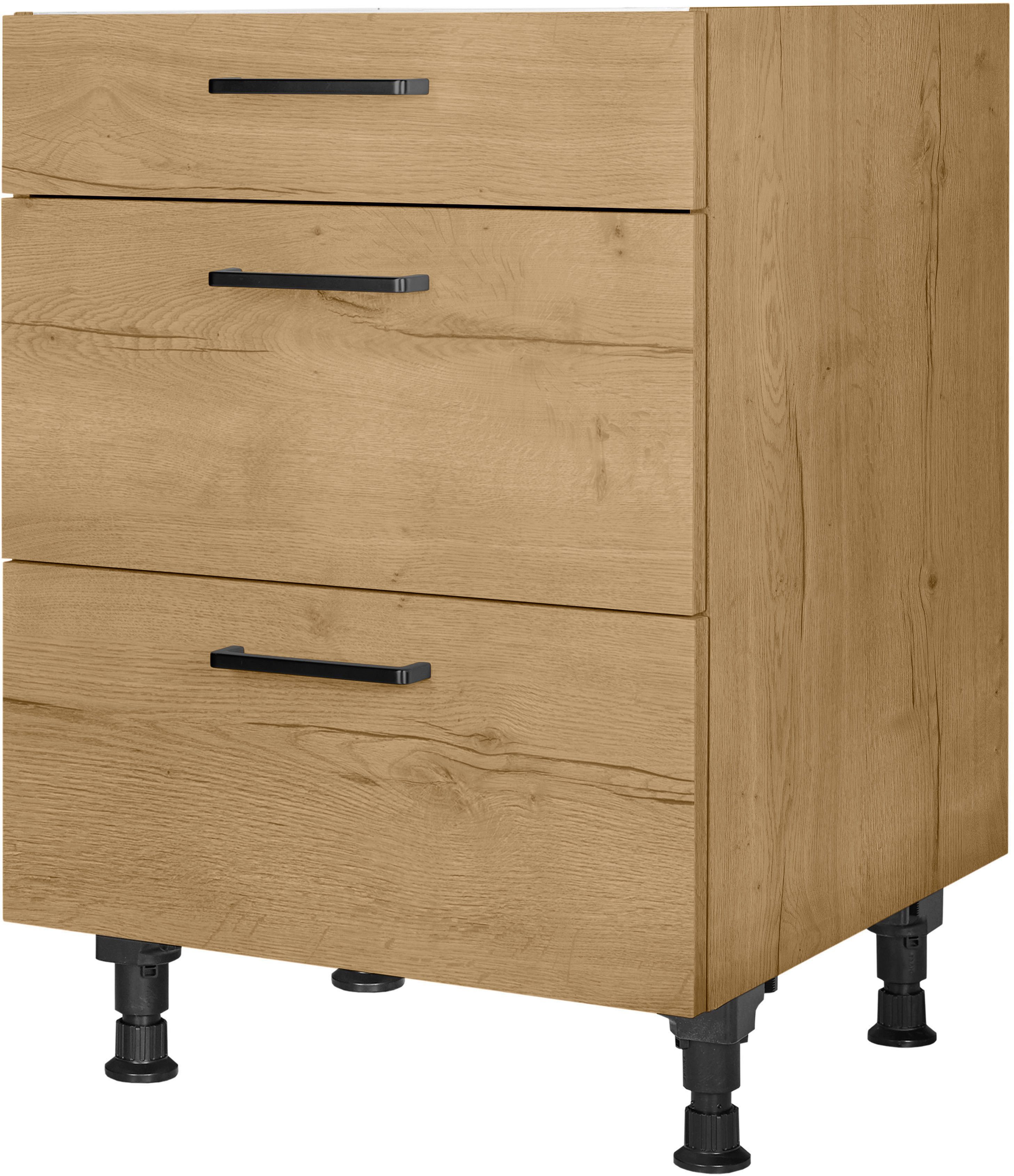 nobilia® Kochfeldumbauschrank "Structura", vormontiert, mit Schubkasten und Auszügen, in den Breiten 60 und 90 cm