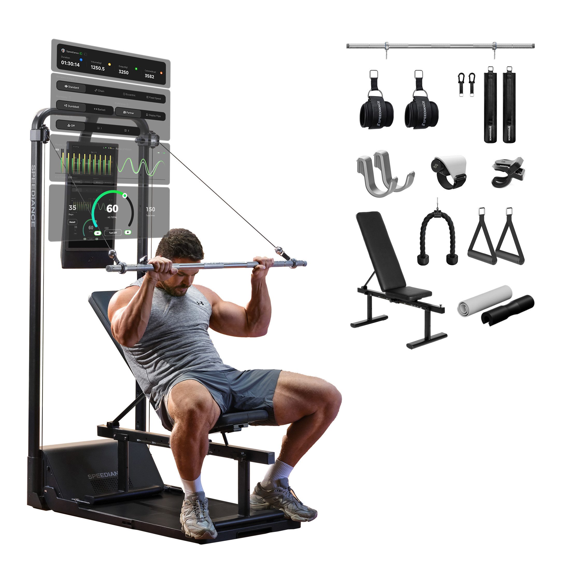 SPEEDIANCE Kraftstation Gym Monster 2, verbessertes KI-gesteuertes All-in-One Home Gym, Ganzkörper-Krafttraining Fitnessgeräte